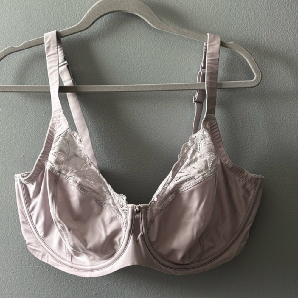 Bare Necessities- Elegant Lace Trimmed Bra in Soft Gray